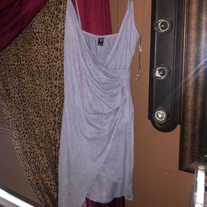 high low suede dress